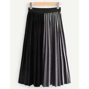 Plus Velvet Two Tone Pleated Skirt